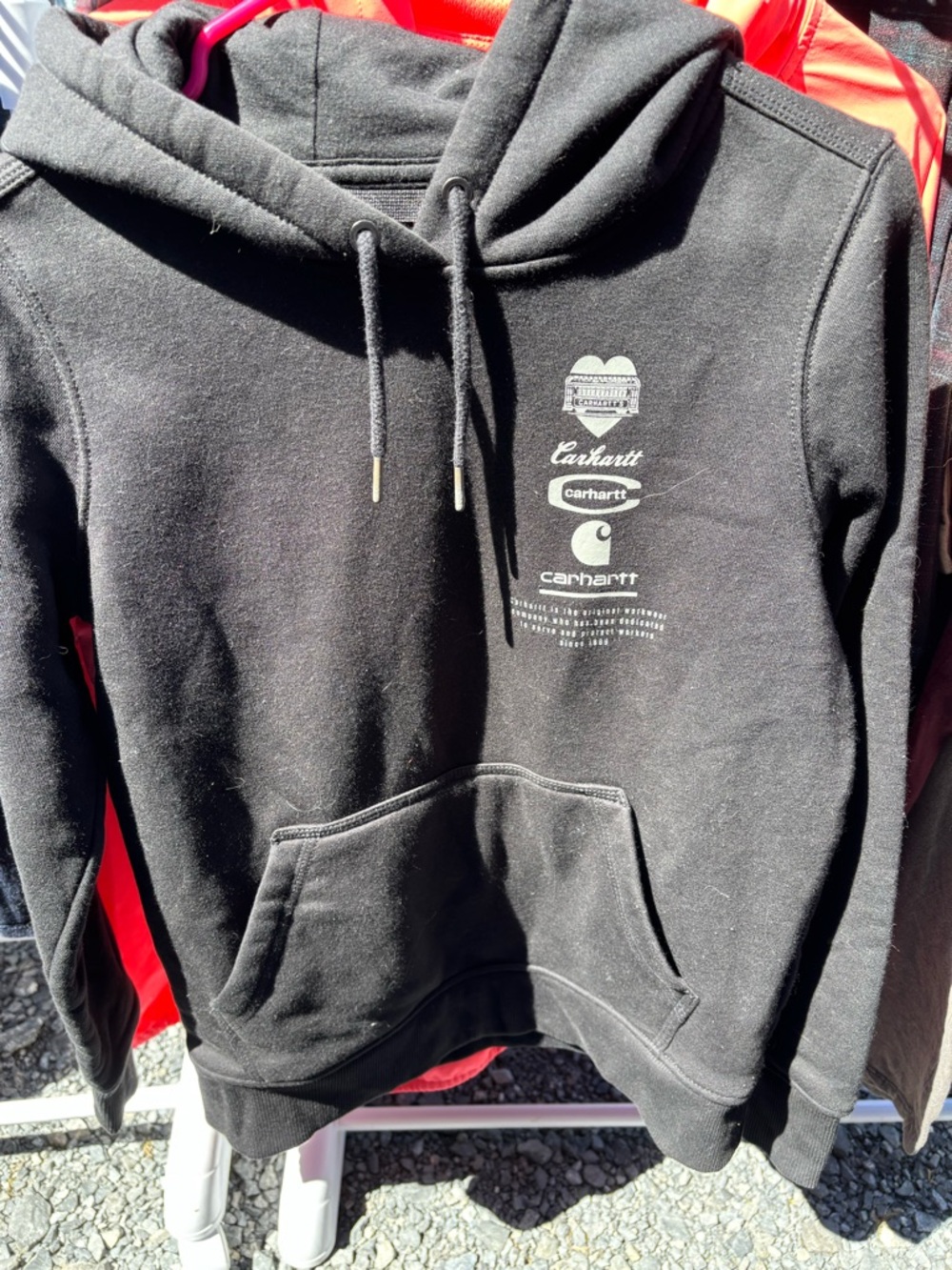 Carhartt Black Zip-Up Hoodie with White Logo Stack